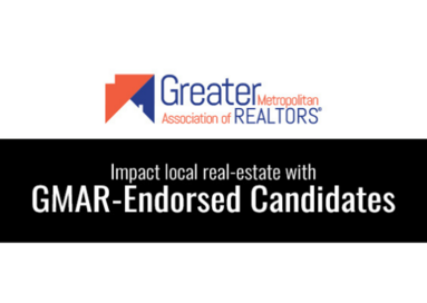 GMAR Logo with subheading impact local real estate with GMAR endorsed candidates. 