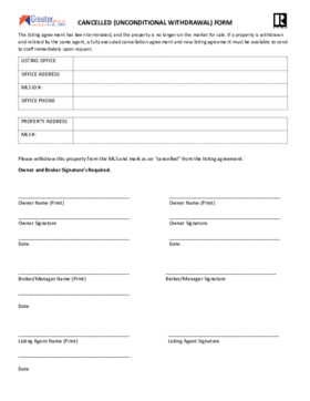 GMAR MLS Canceled (Unconditional Withdraw) Form | Greater Metropolitan ...